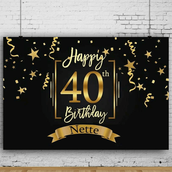 30/40/50Th Happy Birthday Black Photography Backdrop Gold Photo Background Props Party Decoration - Trendha