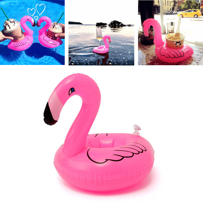 5PCS Inflatable Flamingo Drink Can Holder Party Pool Home Decor Kids Toy - Trendha