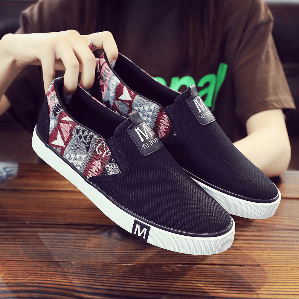 Men Canvas Breathable Slip on Non Slip Soft Casual Court Shoes - Trendha