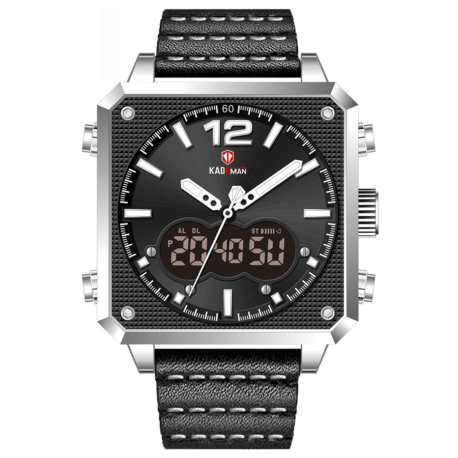 KADEMAN K9038 Waterproof Multifunction Men Wrist Watch Casual Style Dual Display Quartz Watch - Trendha