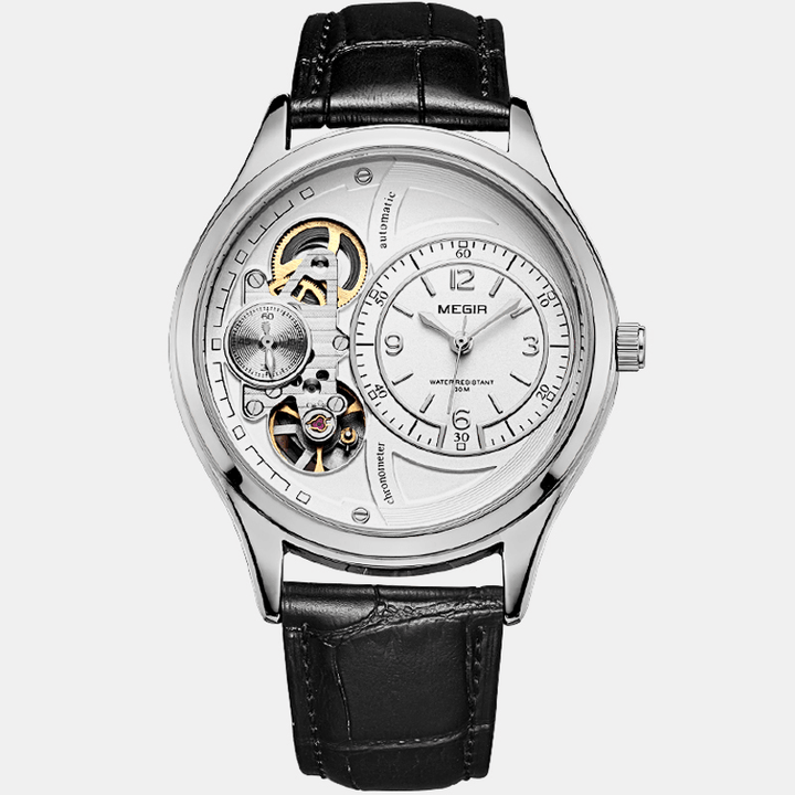 MEGIR 2017G Business Style Men Wrist Watch Hollow Dial Automatic Mechanical Watch - Trendha