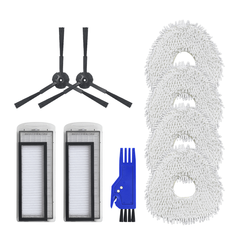 9Pcs Replacements for NARWAL Vacuum Cleaner Parts Accessories Side Brushes*2 HEPA Filters*2 Mop Colthes*4 Cleaning Tool*1 [Non-Original] - Trendha