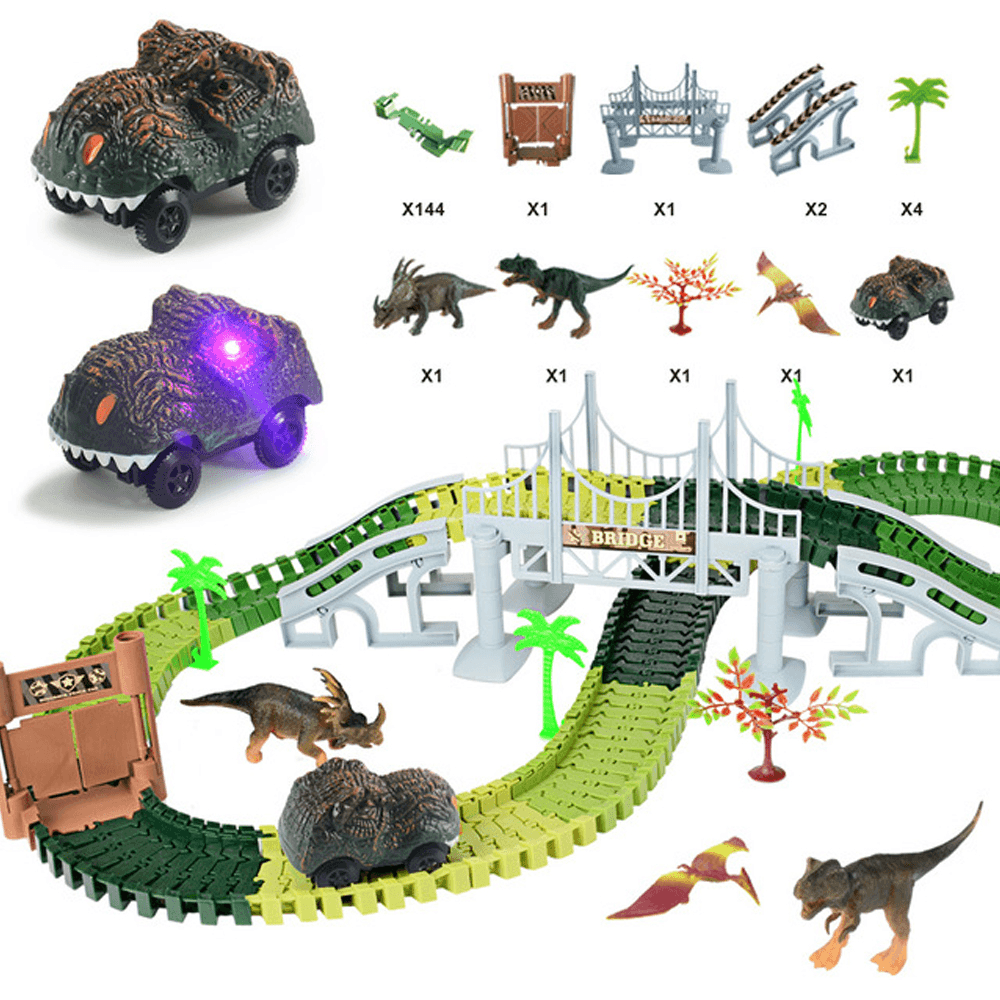 144 PCS Electric Colorful Train Track DIY Assemble Dinosaur Blocks Track Puzzle Model Educational Toy for Kids Gift - Trendha