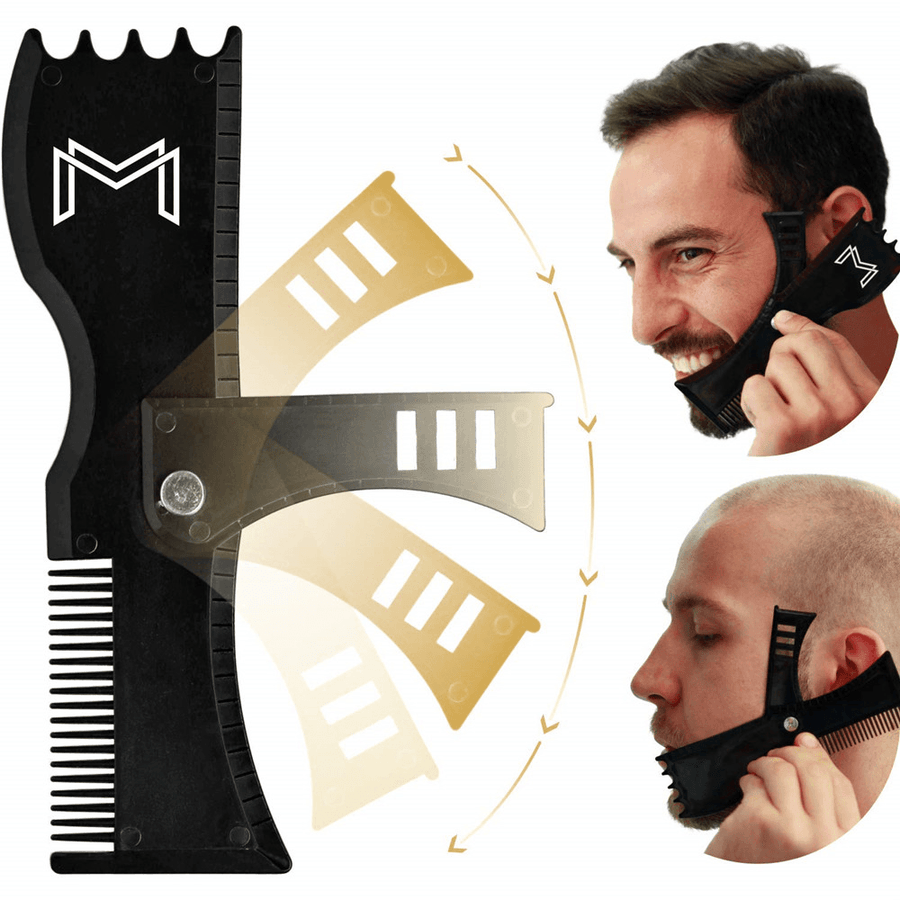 Adjustable Beard Shaping Tool Trimming Shaper Template Comb Styling Template Beard Lineup Tool Edger Trimmers Beauty Tool - Trendha