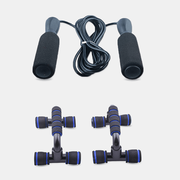 Gym Fitness Equipment Muscle Trainer Wheel Roller Kit Abdominal Roller Push up Bar Jump Rope Set - Trendha
