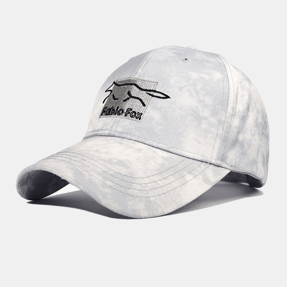 Unisex Tie-Dye Ivy Cap Little Fox Embroidery Pattern Outdoor Sunshade Relaxed Adjustable Cap Baseball Hats - Trendha