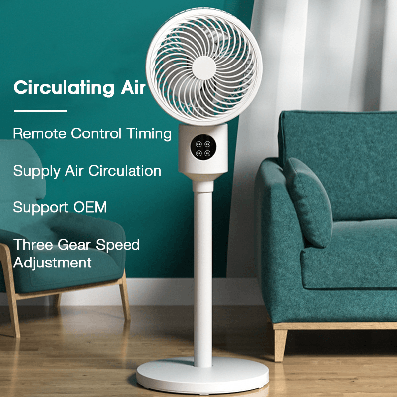 8 Inch Stand Fan Pedestal Fan Third Gear Wind Speed 7.5 Hours Timer Circulating Air Fan Low Noise Remote Control for Home Office Bedroom - Trendha