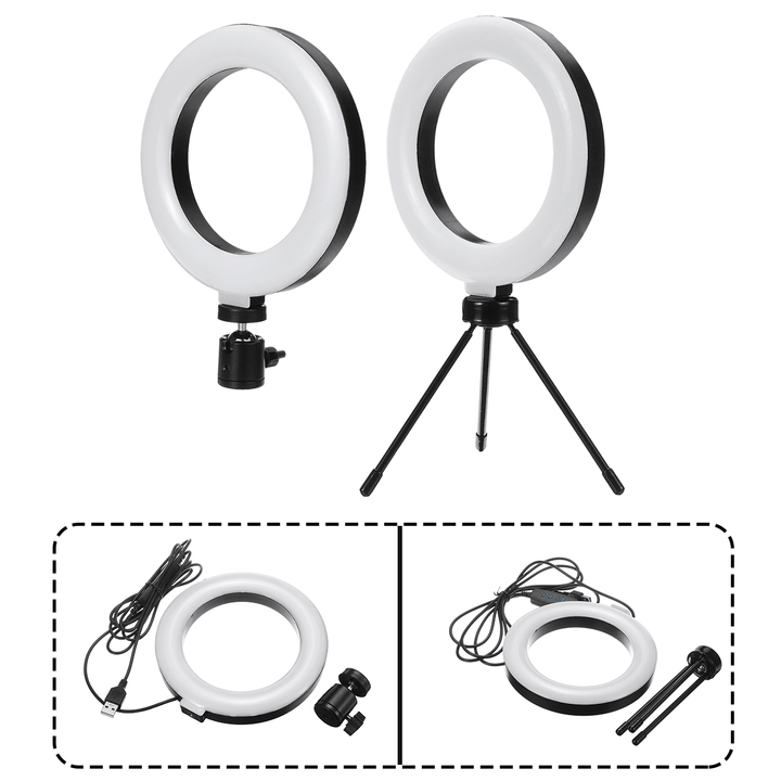 Photography LED Mirrors Selfie Ring Light 260MM Dimmable Camera Phone Lamp Fill Light with Table Tripods Phone Holder - Trendha