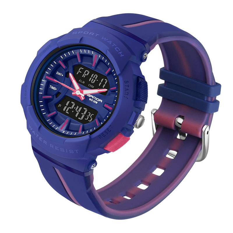 SANDA 3003 Freash Color Fashion Style Luminous Display Shockproof Dual Display Digital Watch - Trendha