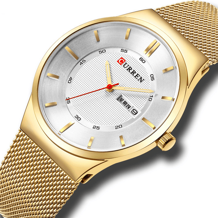 CURREN 8311 Ultra Thin Casual Style Quartz Watch Date Week Display Waterproof Men Watch - Trendha