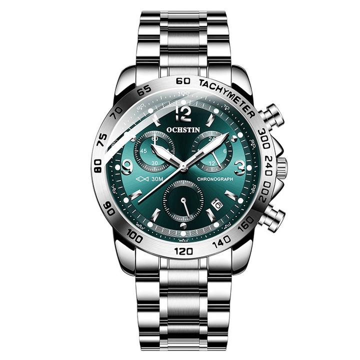 OCHSTIN GQ6123B Waterproof Casual Style Men Wrist Watch Full Steel Chronograph Quartz Watch - Trendha
