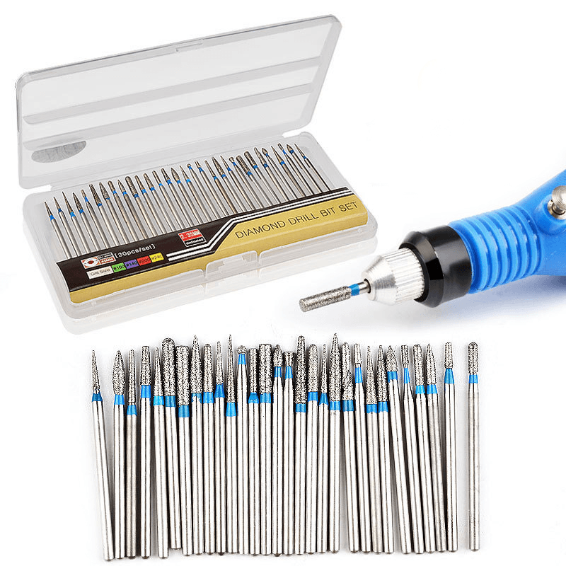 30Pcs Electric Power Drill Bits Polishing Engraving Grinder Nail Salon Tungsten Steel Manicure Tools - Trendha