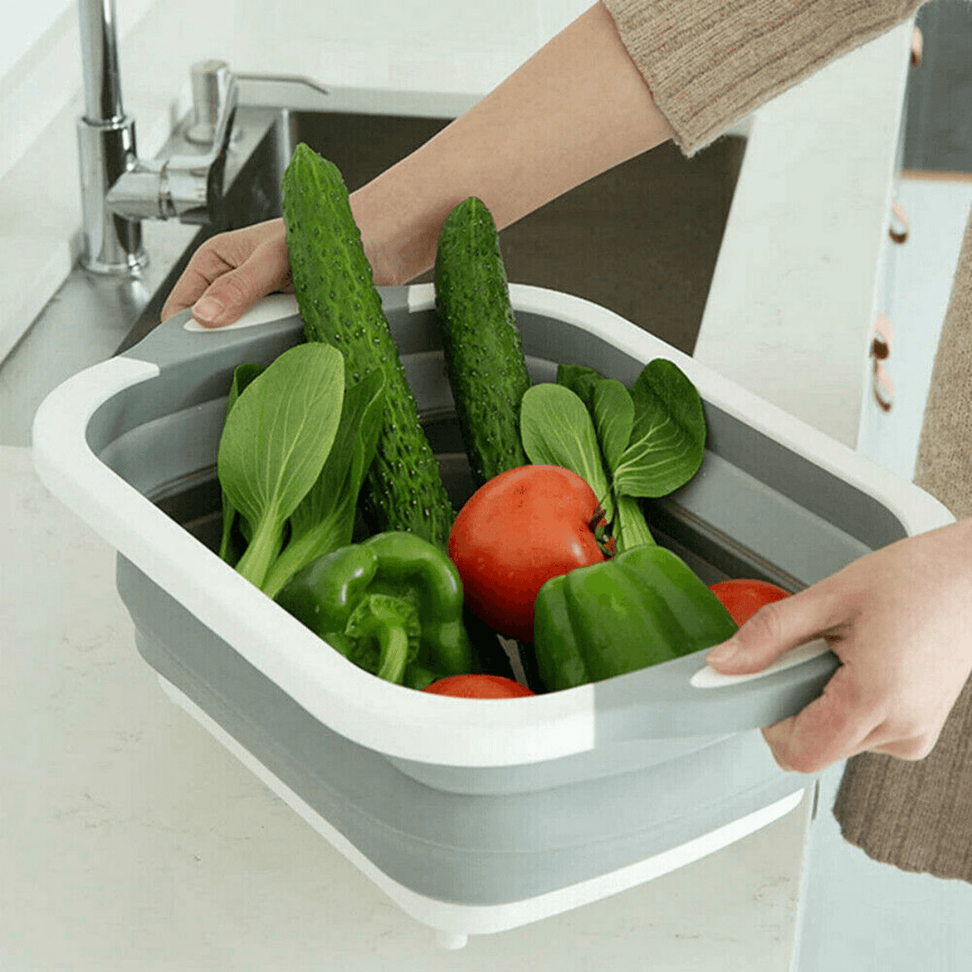 4 in 1 Foldable Multifunctional Board Tool Fruit Vegetables Sink Drain Storage Basket - Trendha