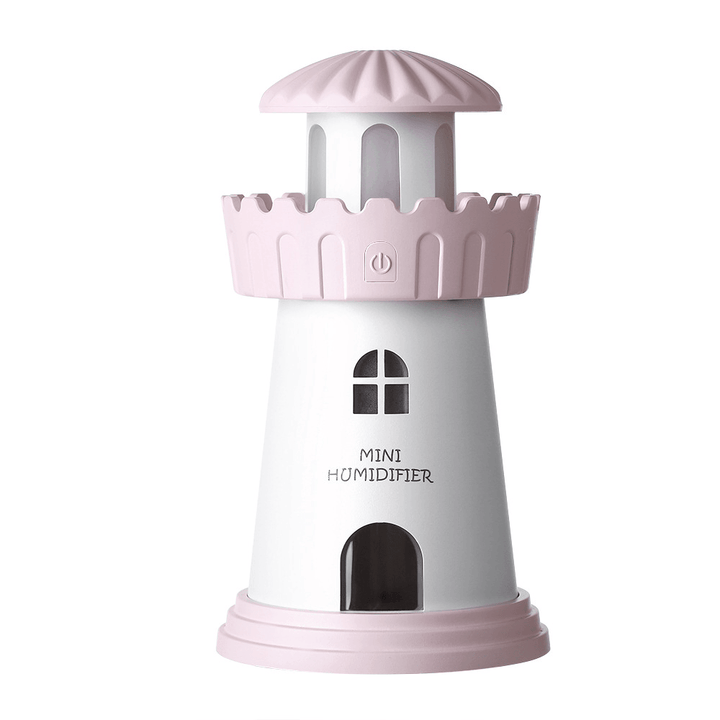 Creative Lighthouse Humidifier 150Ml LED Light Ultrasonic Air Humidifier for Car Office Desk USB Charging - Trendha