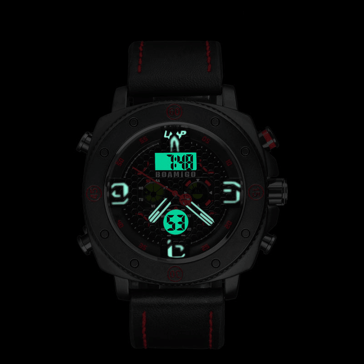 BOAMIGO F525 Fashion Men Digital Watch Creative Dial Luminous Week Display Chronograph LED Dual Display Watch - Trendha