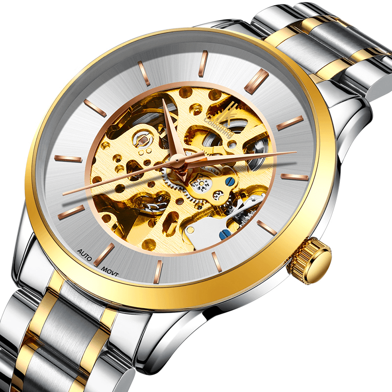 IK COLOURING K004 Bussiness Style Male Wacth Rose Golden Auto Mechanical Wristwatch - Trendha