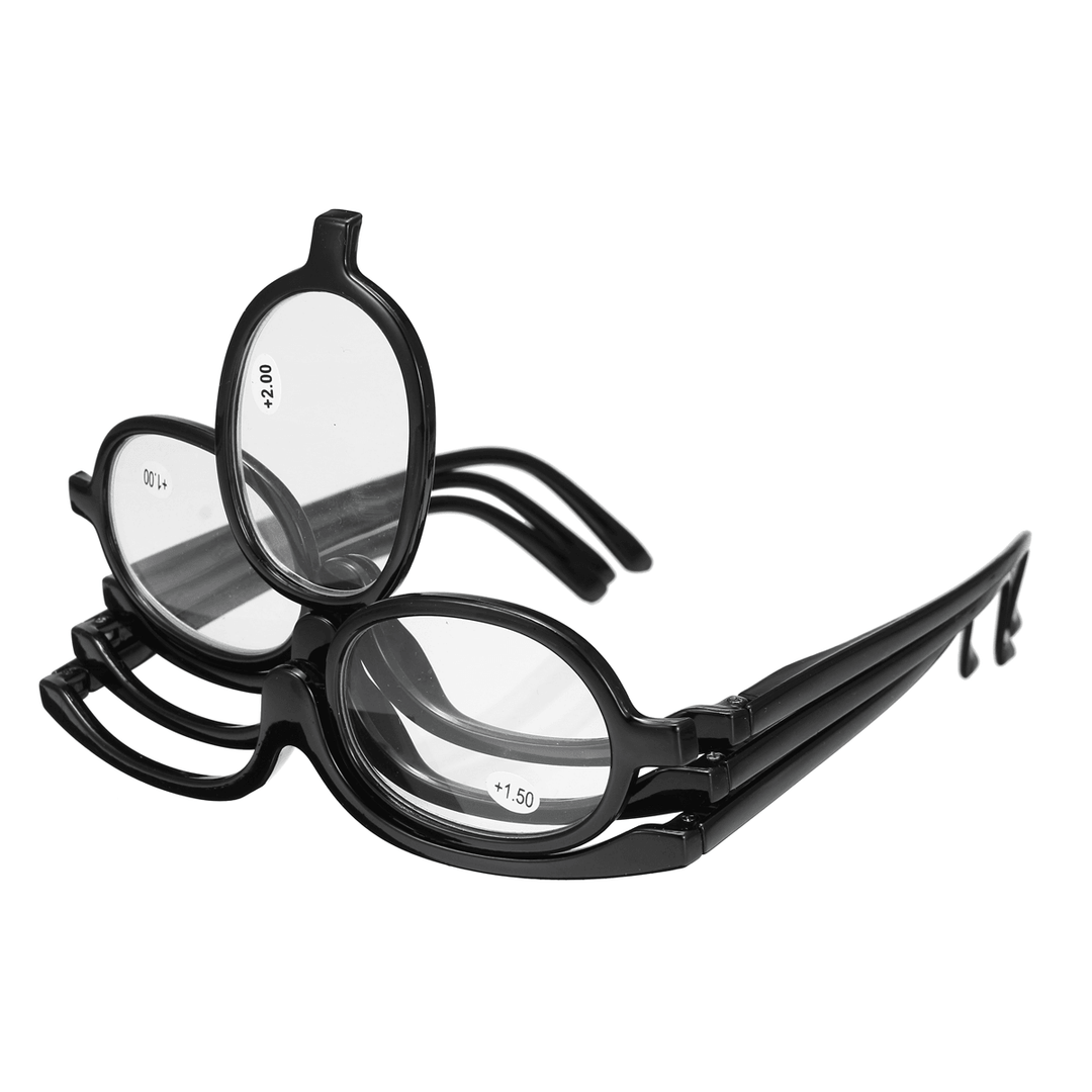 Women Makeup Magnifying Reading Glasses Flip Lens Make up Eye Glasses +1.00 ~ +4.00 - Trendha