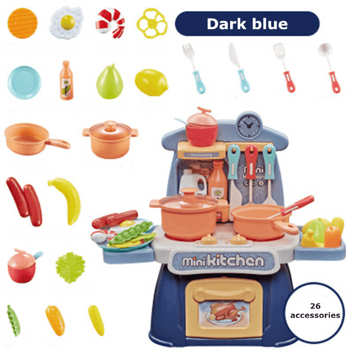 Multi-Style Simulation Spray Water Mini Kitchen Cooking Pretend Play House Puzzle Educational Toy Set with Sound Light Effect for Kids Gift - Trendha