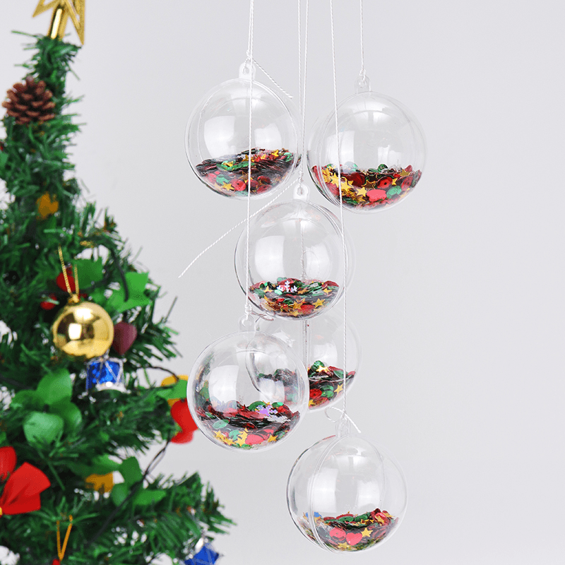 6PCS Christmas Party Home Decoration 5CM Sequin Transparent Ball Bauble Ornament Kids Children Gift - Trendha