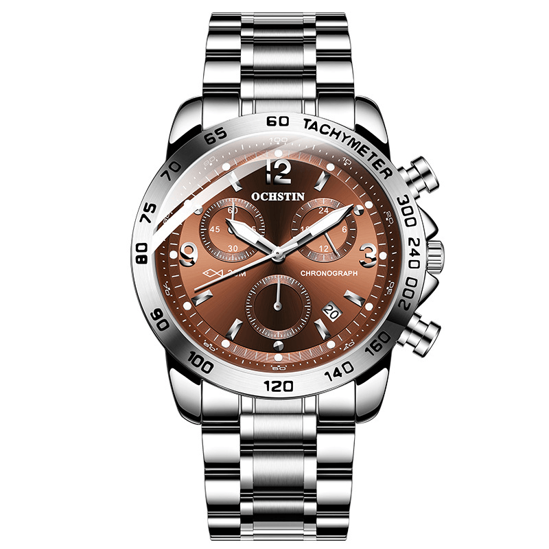OCHSTIN GQ6123B Waterproof Casual Style Men Wrist Watch Full Steel Chronograph Quartz Watch - Trendha