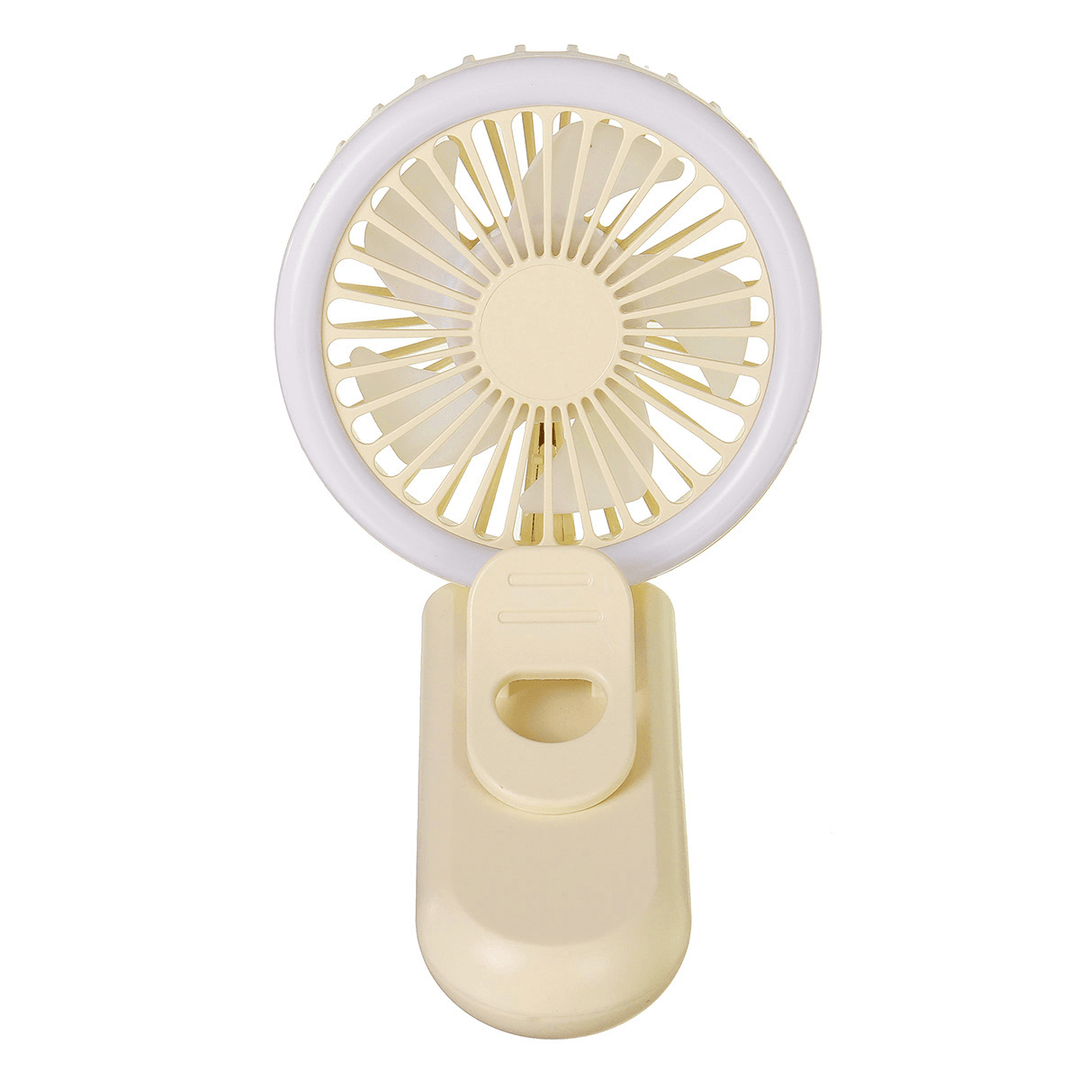 Mini LED Ring Light Fan USB Rechargeable Handheld Makeup Selfie Lamp Air Cooler - Trendha