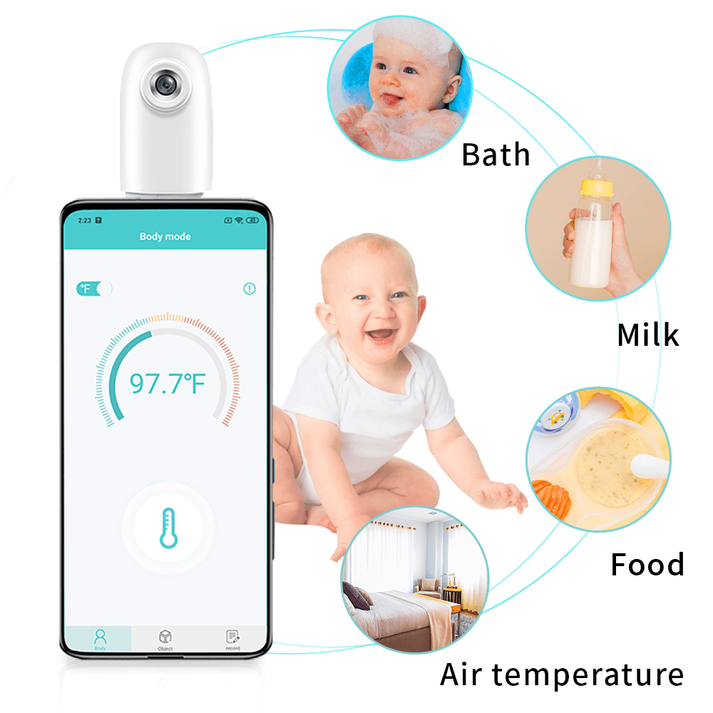 Thermodock Non-Contact Contactless Smart IR Infrared Sensor Forehead Body/Object Thermometer Replacement for OTG Function Android System with APP Control - Trendha