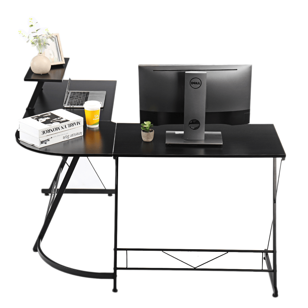 L-Shape Corner Desk Computer Lpatop Gaming Desk Table Modern Sturdy Table with Removable Shelf for Office Home Bedroom - Trendha