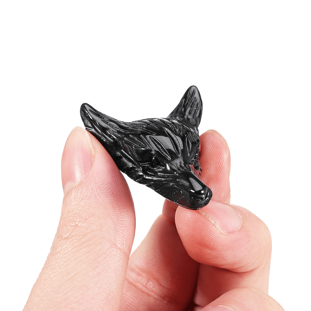 Natural Black Obsidian Wolf Head Pendant Necklace Jewelry Quartz Crystal Gift - Trendha