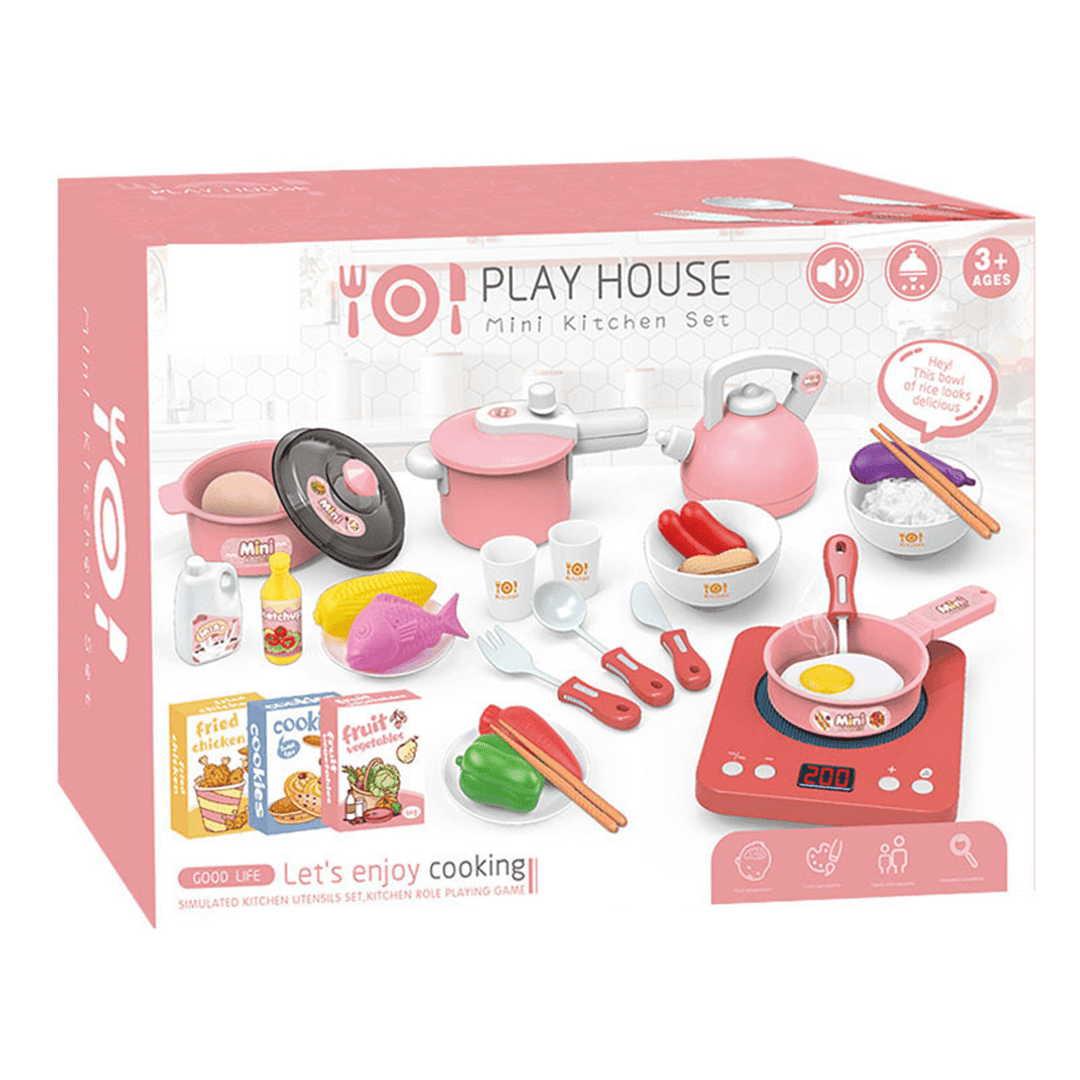 36 Pcs Simulation Mini Kitchen Cooking Pretend Play Set Educational Toy with Lights and Music for Kids Gift - Trendha