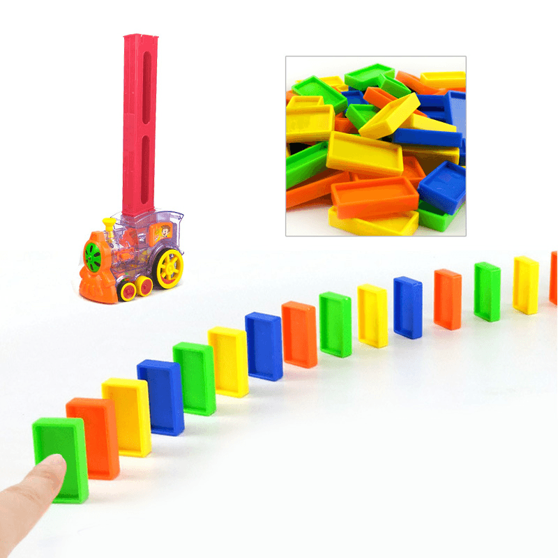 80 Pcs Train Electric Domino Car Model Magical Automatic Set Game Building Blocks Car Stacking for Kid Gift - Trendha