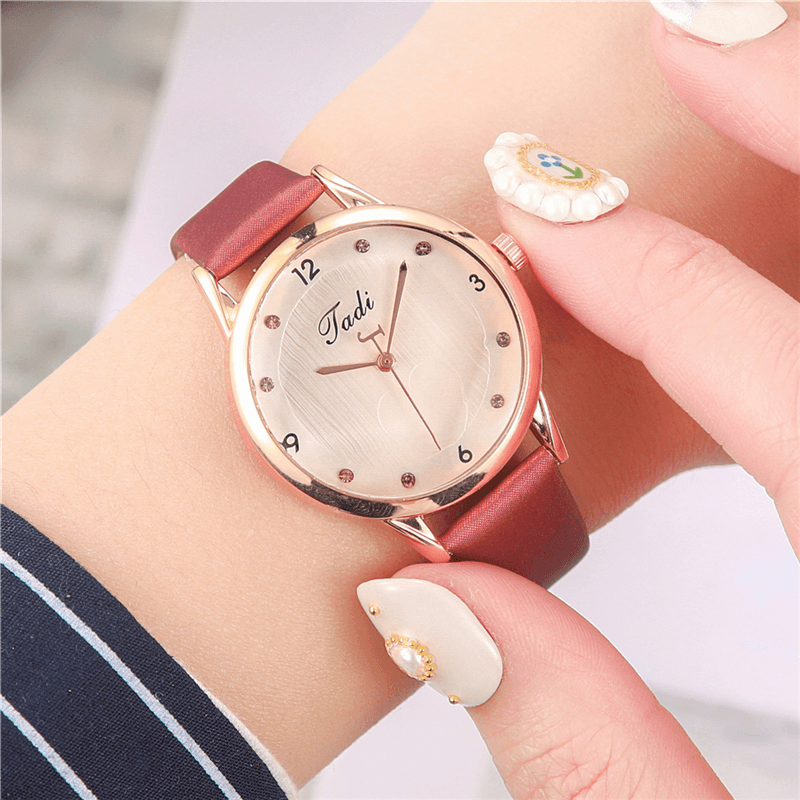 Fashion Casual Elegant Sport Women Watches Leather Band Dial Rose Gold Wrist Alloy Case Quartz Watch - Trendha
