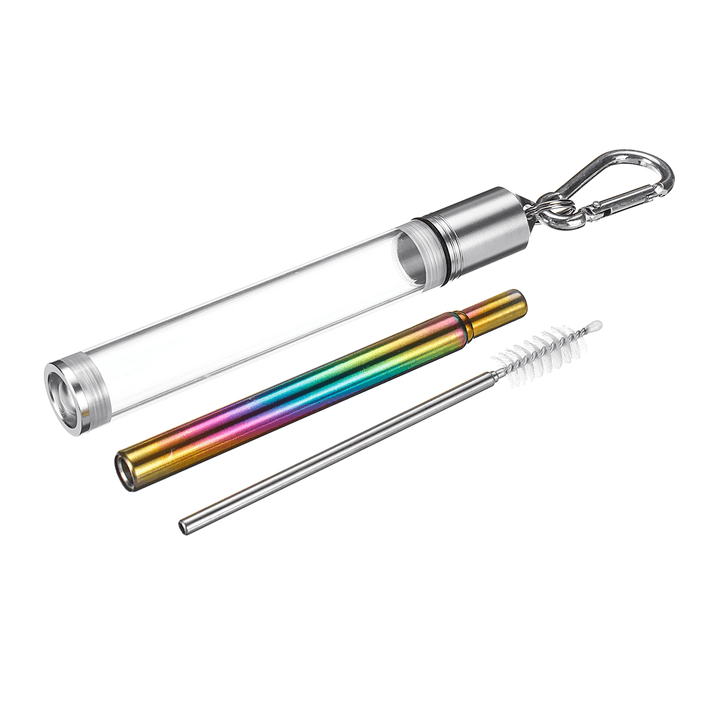 Reusable Portable Retractable Stainless Steel Drinking Straw + Cleaning Brush + Storage Shell - Trendha