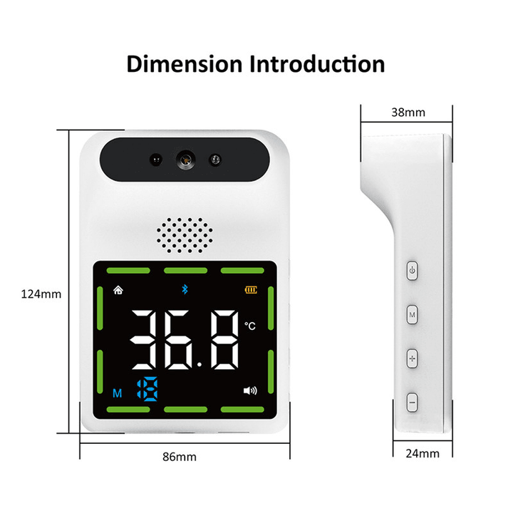 K88 Non-Contact IR Infrared Thermometer Forehead Wall-Mounted LCD Digital High Precision Thermometer with Fever Alarm - Trendha
