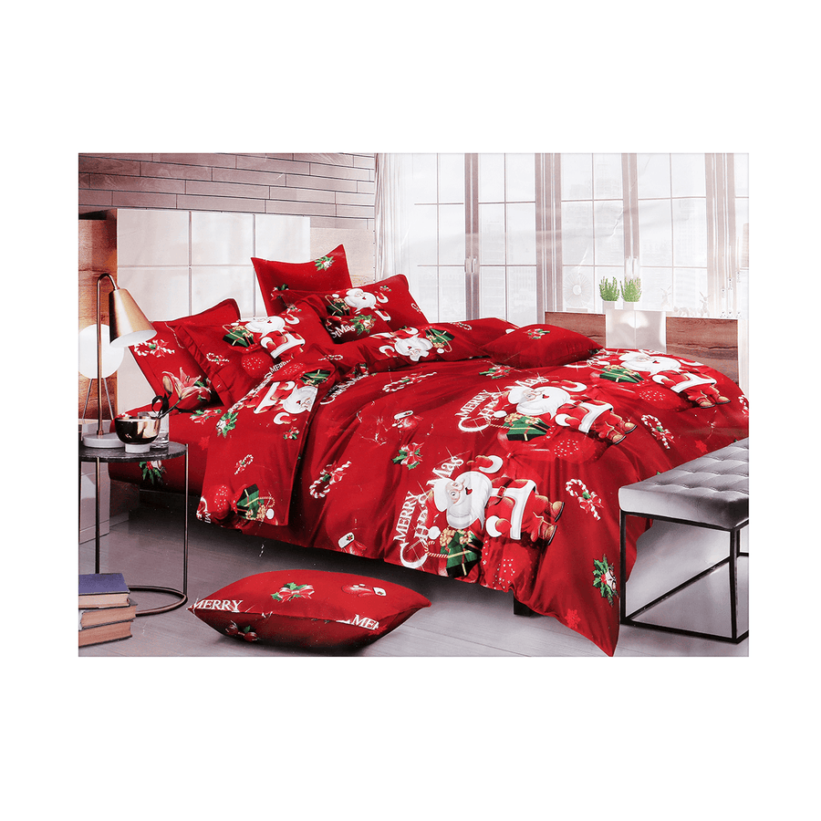 MANXI Christmas Bedding Set Quilt Duvet Cover & Pillowcase Bed Set Tree Gift Stag - Trendha