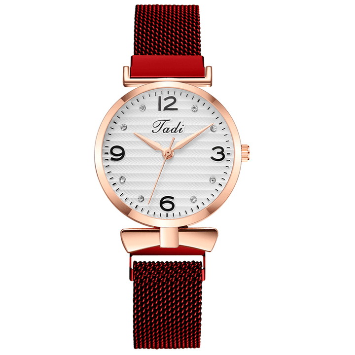 Trendy Simple Elegant Design Wild Women Watches Alloy Mesh Band Rose Gold Alloy Case Quartz Watch - Trendha