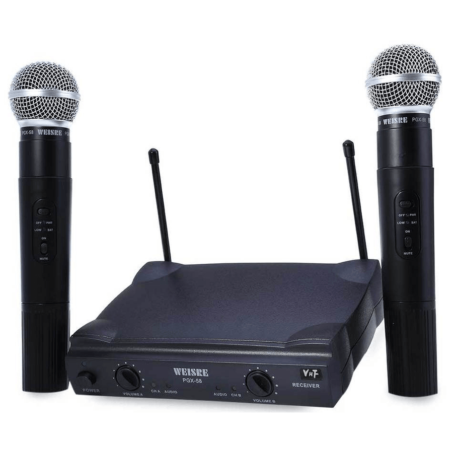 WEISRE PGX58 Omni Directional Wireless Microphone System Dual Mic for Karaoke Party KTV - Trendha