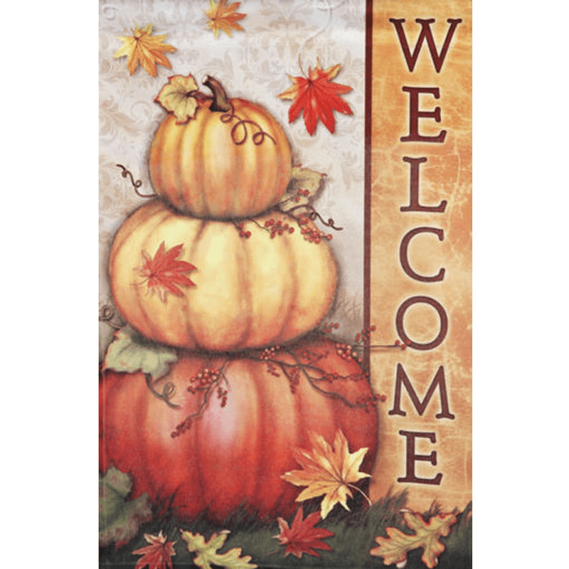 30X45Cm Halloween Polyester Pumpkin Leaves Welcome Flag Garden Holiday Decoration - Trendha