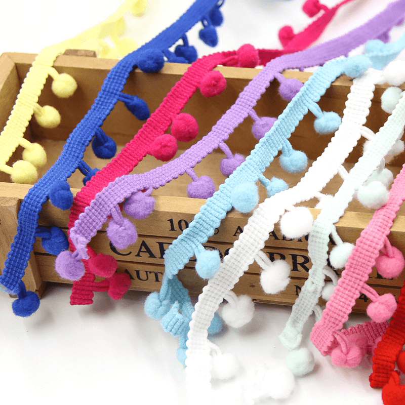 20Yards / Lot 10MM Trim Ball Fringe Ribbon DIY Sewing Accessory Lace Various Colors for Home Party Decoration - Trendha