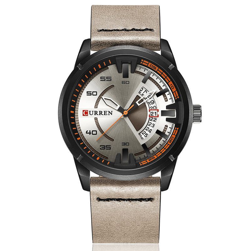 CURREN 8298 Fashionable Date Display Quartz Watch Leather Strap Sport Men Watches - Trendha