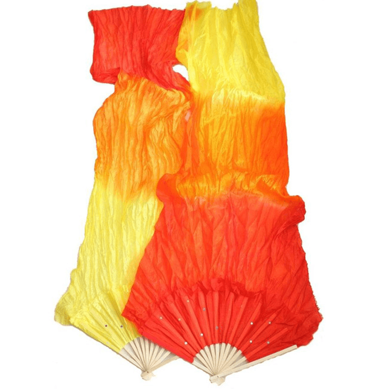 1.8M Multicolor Belly Dance Fan Bamboo Long Silk Fans Dance Performance Supplies - Trendha