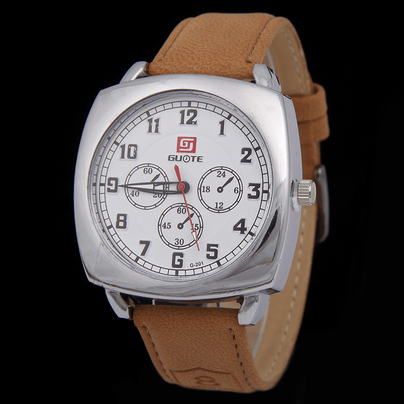 Fashion Alloy PU Leather Strape Sports Square Watch Head Military Watch Belt Quartz Watch - Trendha