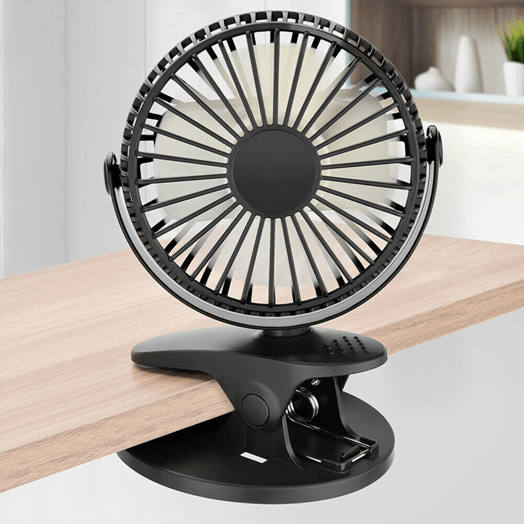 USB Rechargeable Clip Desktop Table Fan Mini Portable Clamp Fan 360 Degree Rotating Ventilator with Air Cooler Fan - Trendha
