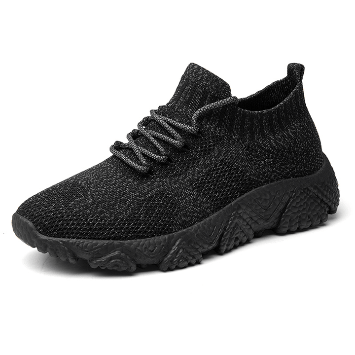 Men Knitted Fabric Breathable Light Weight Sport Running Shoes - Trendha