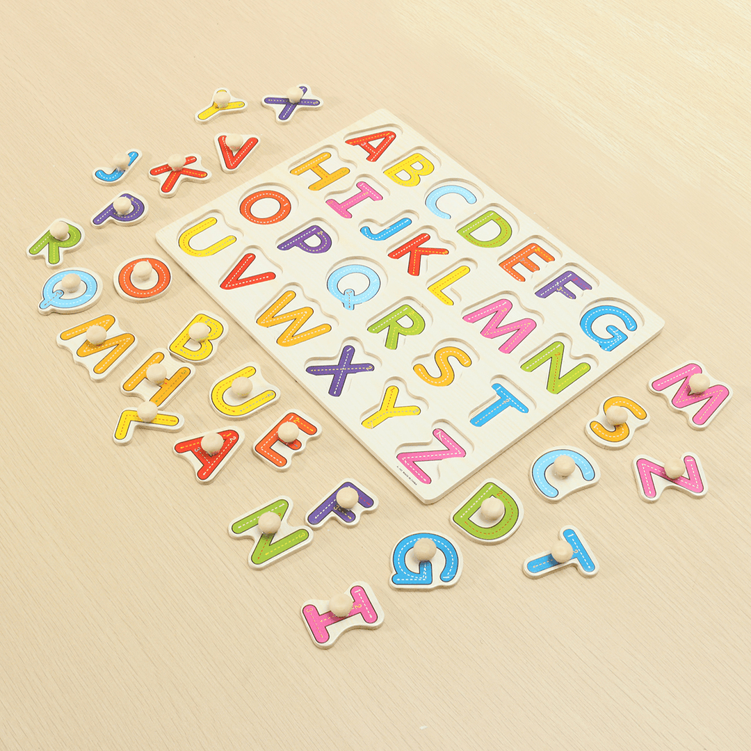 Alphabet ABC Wooden Jigsaw Puzzle Toy Children Kids Learning Educational Gift - Trendha