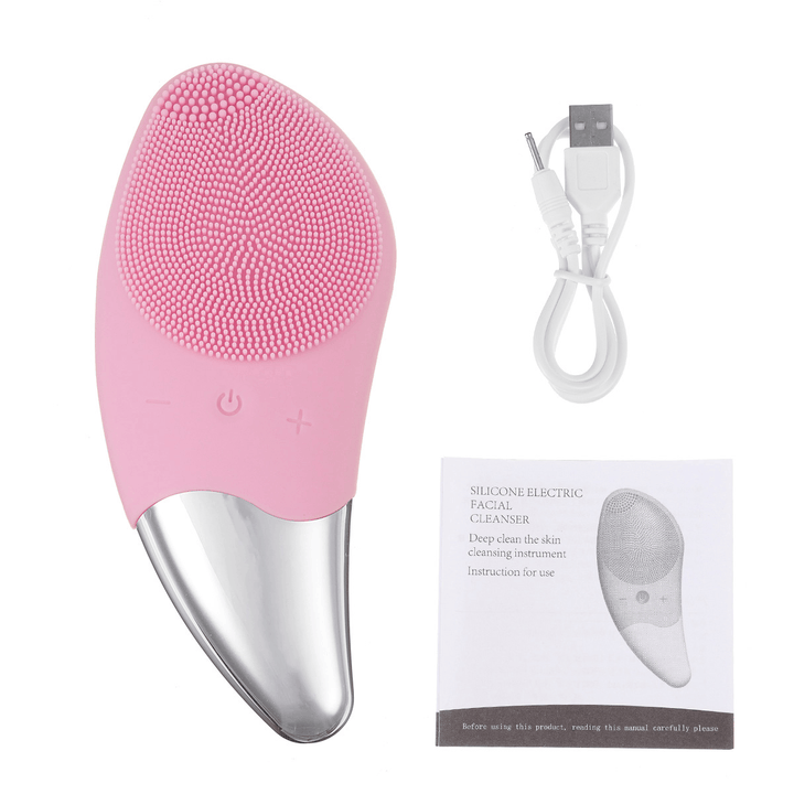 Electric Facial Skin Cleaner Massager Silicone Rechargable IPX7 Waterproof Face Cleanser - Trendha