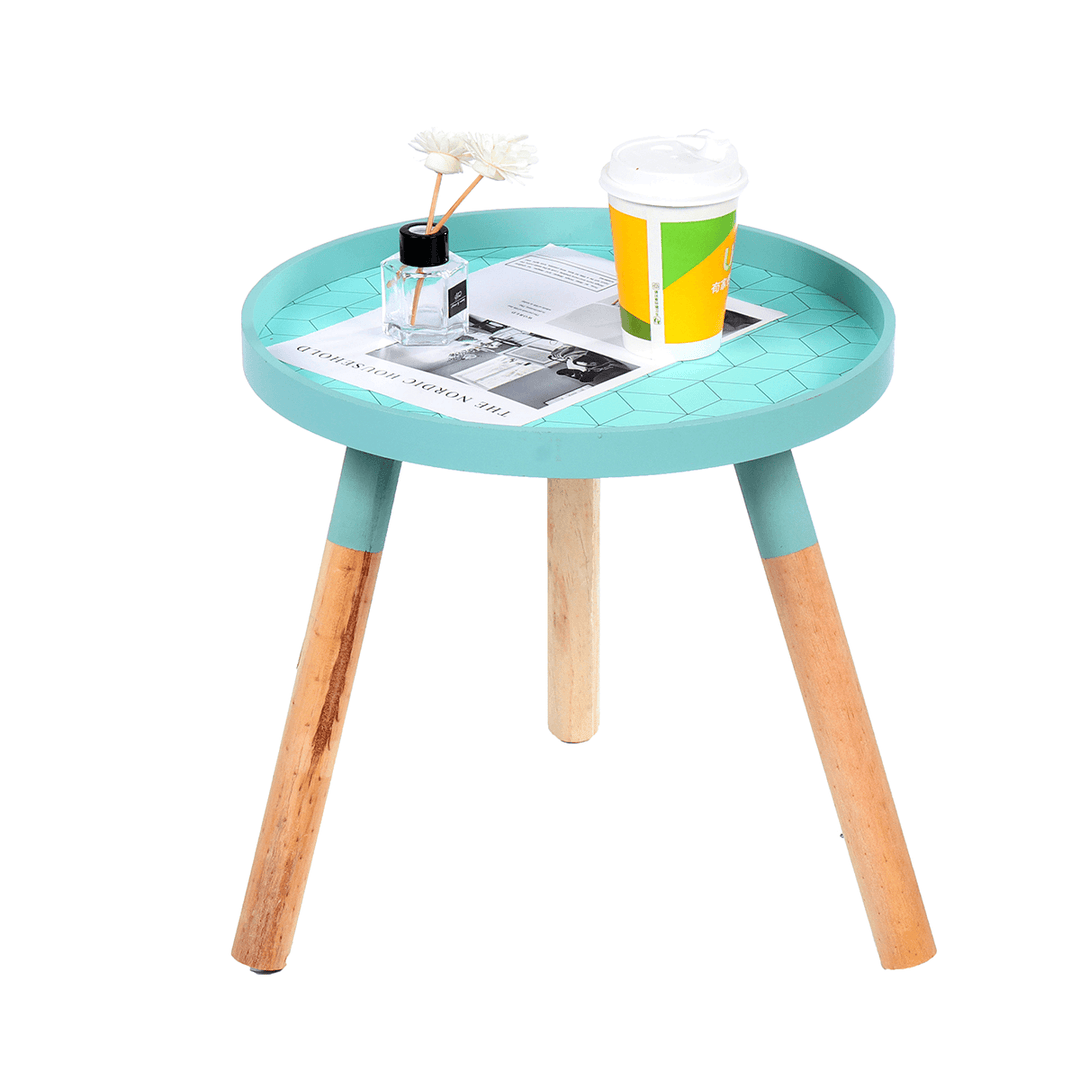 Round End Table Sofa Side Small Night Stand End Table Wooden Tray Leg Console for Home Office - Trendha