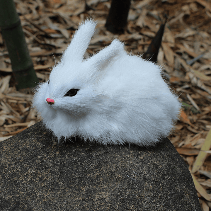 15Cm Mini Realistic Cute White Plush Rabbits Fur Lifelike Animal Furry Easter Bunny Stuffed Plush Toy - Trendha
