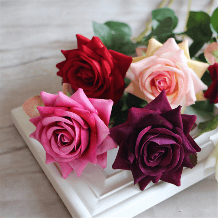 Single Fabric Rose Artificial Fake Flower Bouquet Wedding Party Home Decoration - Trendha