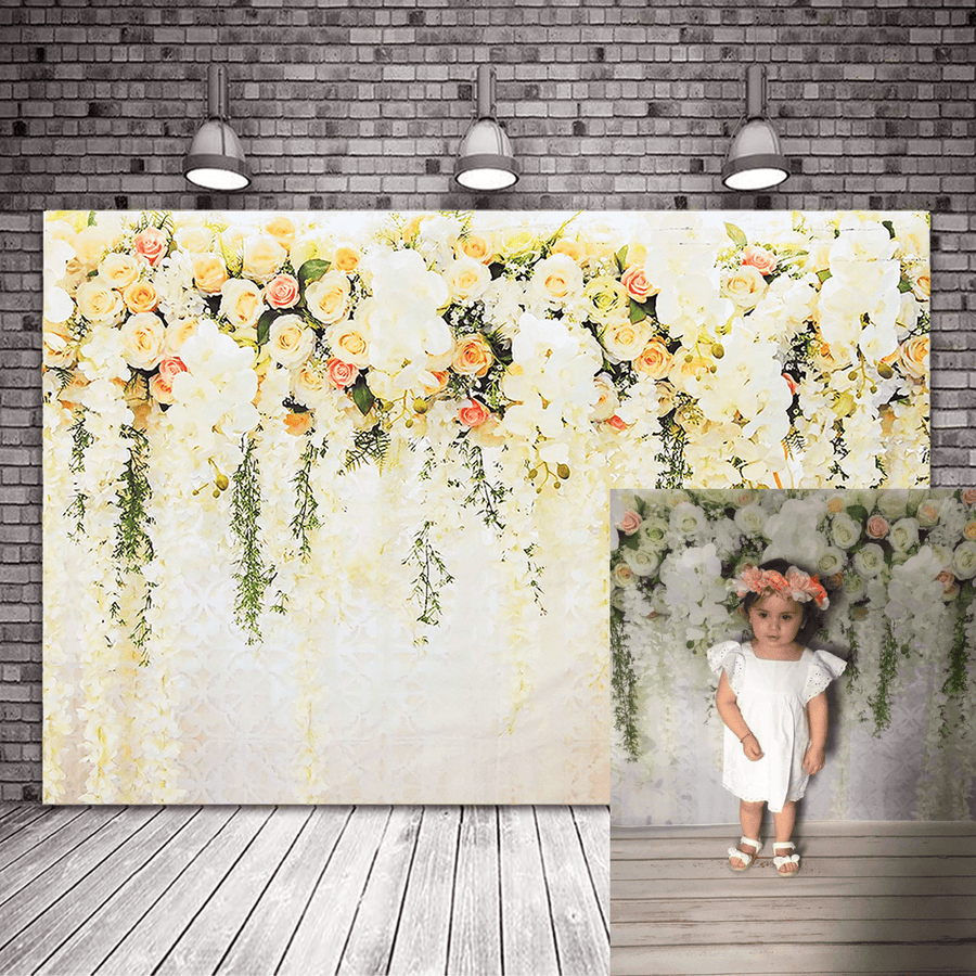 210X150Cm Floral Wedding Backdrop Rose Wall Background Bridal Wedding Decorations - Trendha
