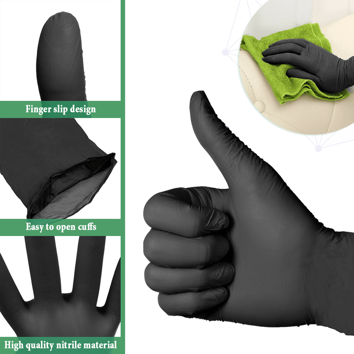 100 Pcs Disposable Latex Gloves Cleaning Work Finger Gloves Latex Protective Home Food for Safety Black - Trendha